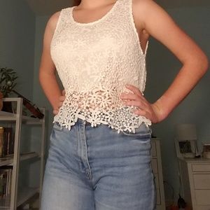 feminine floral lace crop top